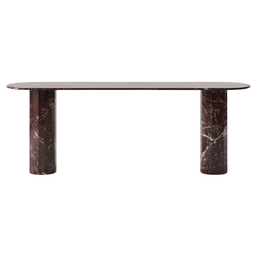 Ashby Console Handcrafted in Polished Rosso Levanto Marble For Sale