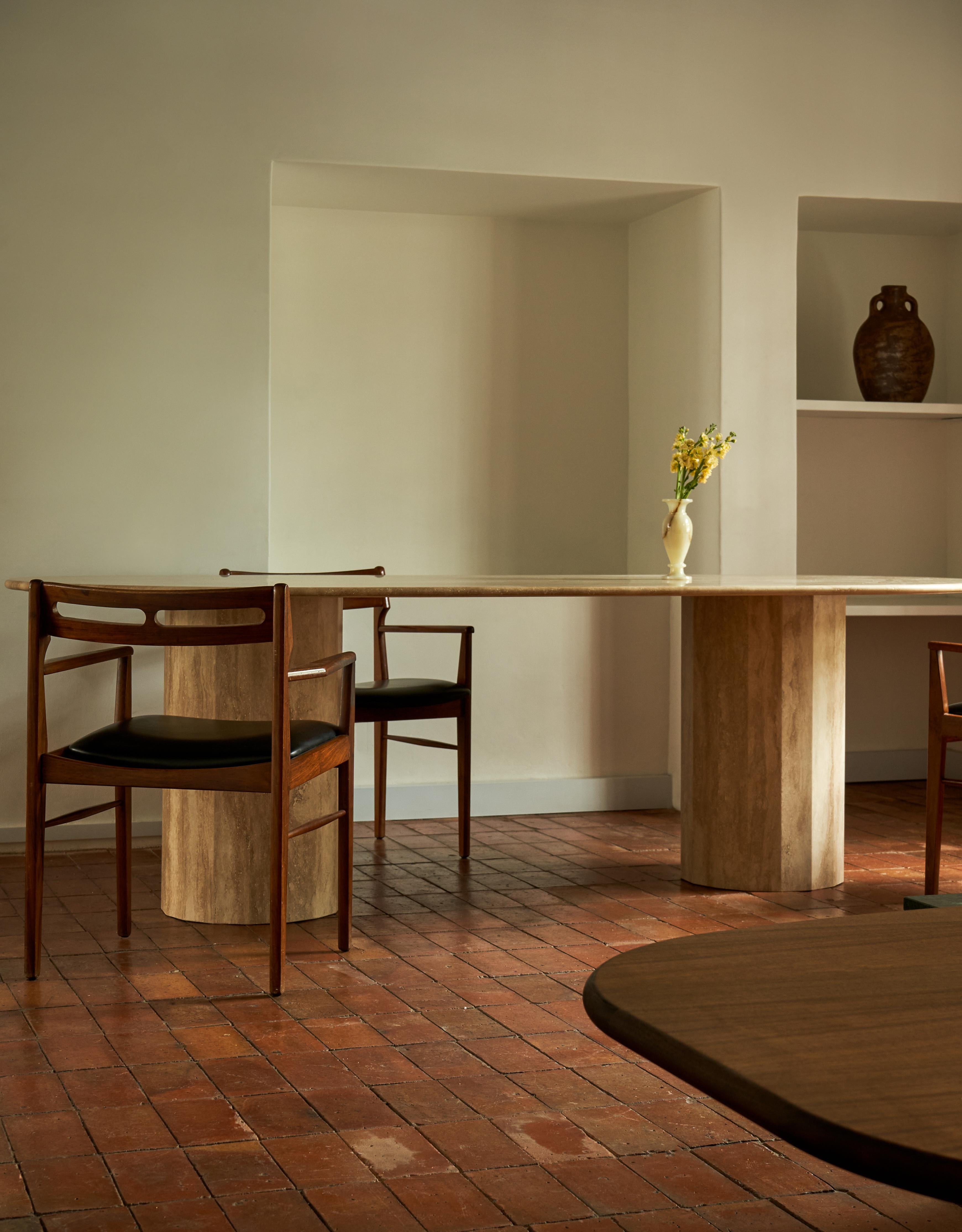 South African Ashby Oval Dining Table in Honed Travertine