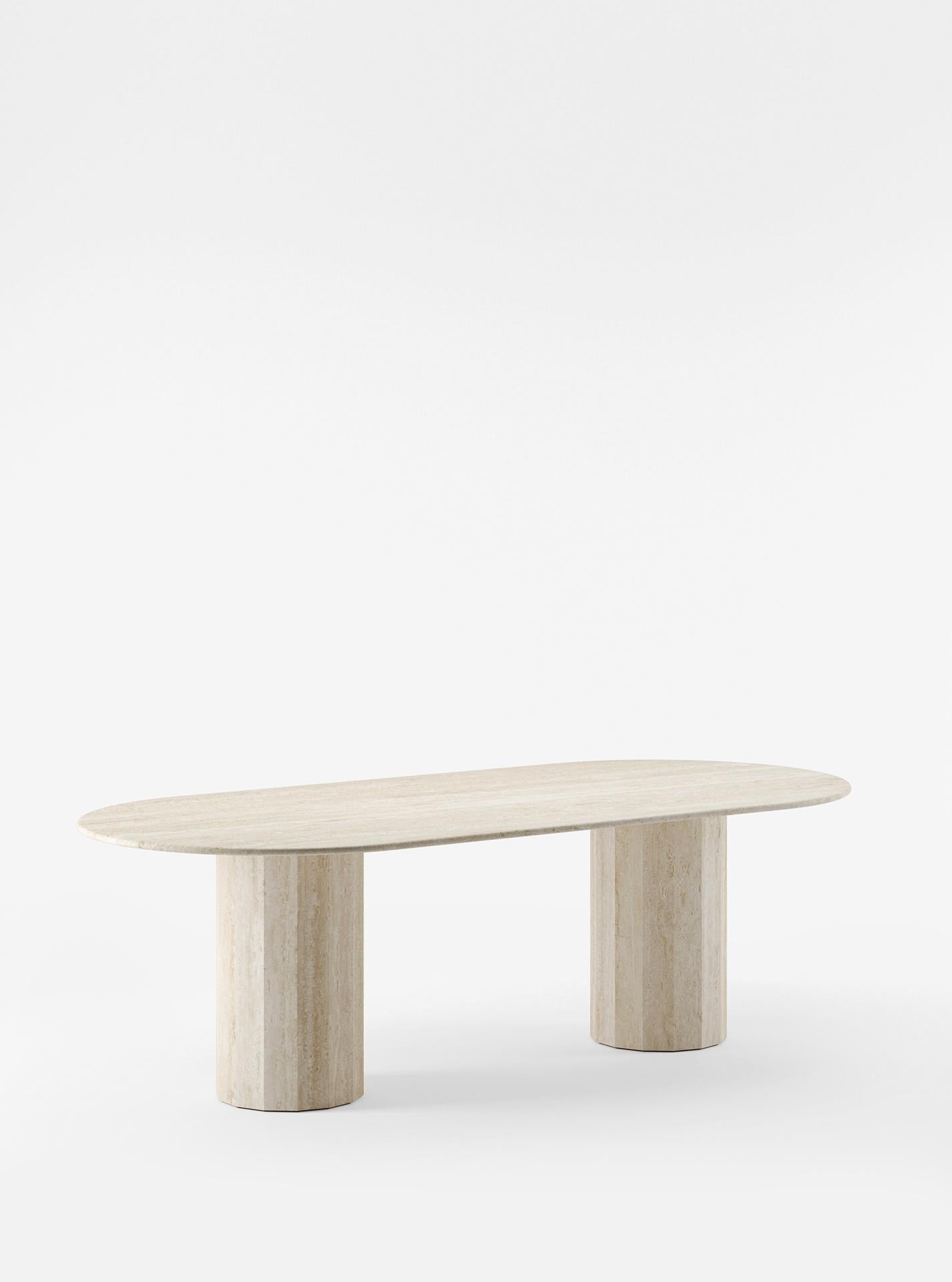 Ashby Oval Dining Table in Honed Travertine 1