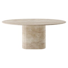 Ashby Oval Dining Table (single oval base) in Bianco Carrara Marble 220cm