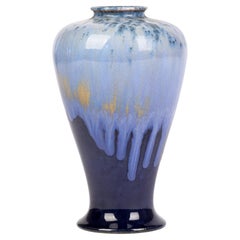 Ashby Potters Guild Art Nouveau Mottled Blue Glazed Vase
