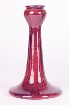 Ashby Potters Guild Pair Art Nouveau Streak Glazed Candlesticks