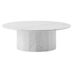 Ashby Round Coffee Table Handcrafted in Honed Bianco Carrara