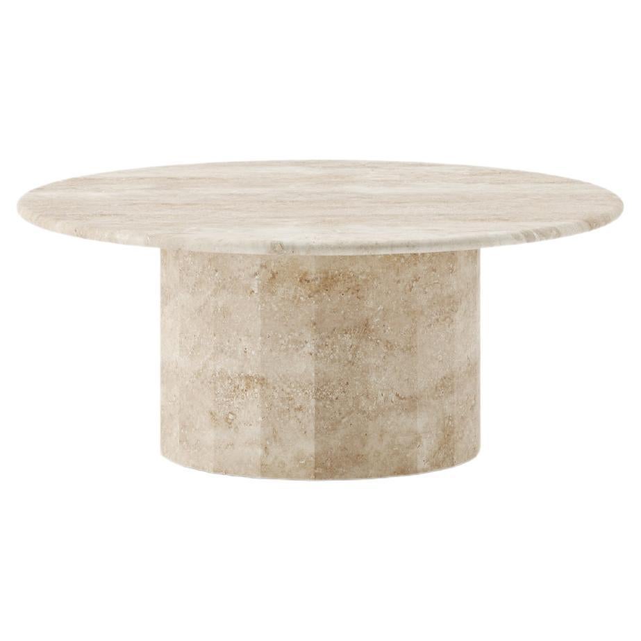 Ashby Round Coffee Table Handcrafted in Honed Travertine 35"/90cmDiam