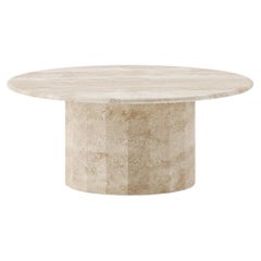 Ashby Round Coffee Table Handcrafted in Honed Travertine