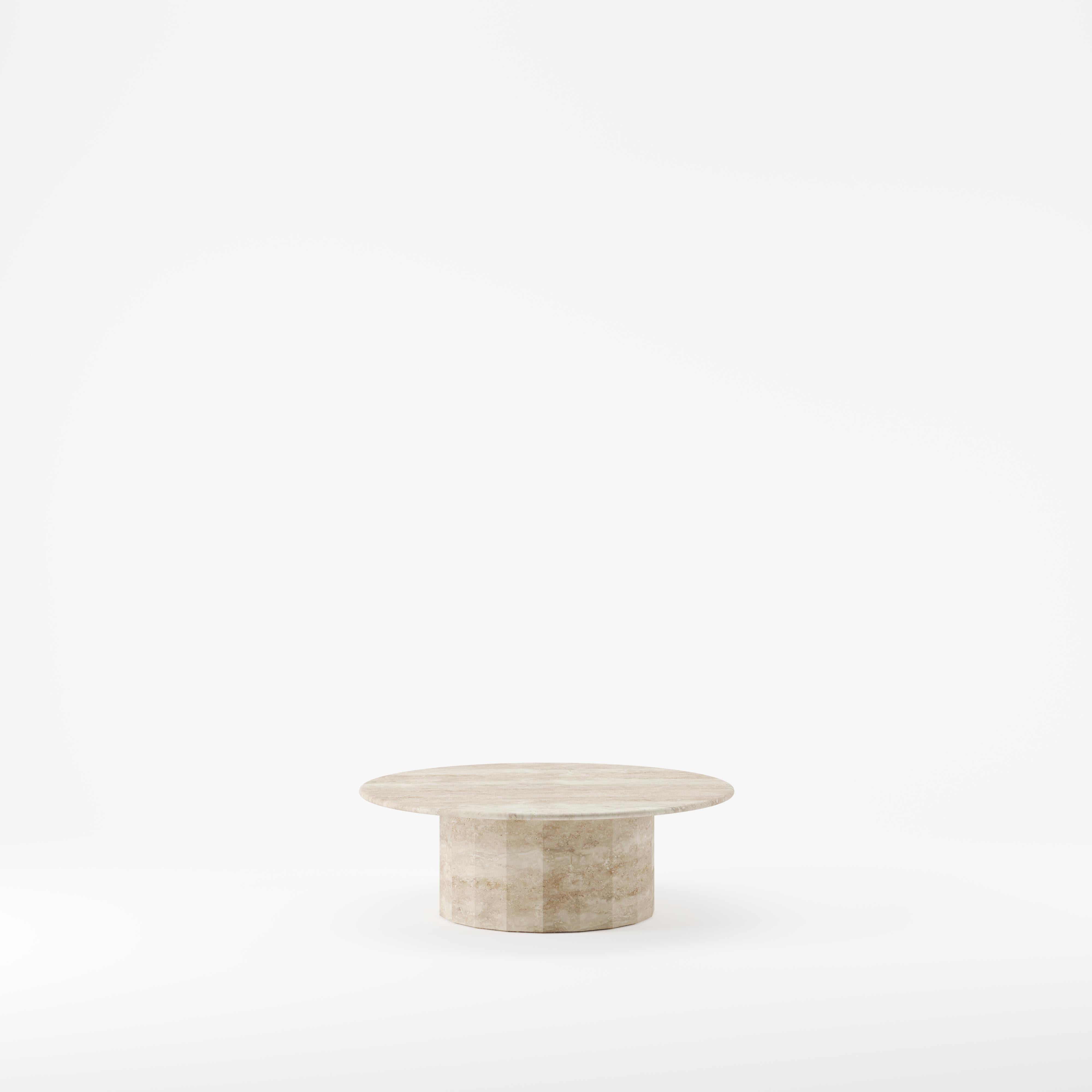 South African Ashby Round Coffee Table Handcrafted in Honed Travertine 110cm/43