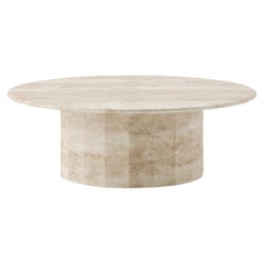 Ashby Round Coffee Table Handcrafted in Honed Travertine Large 
