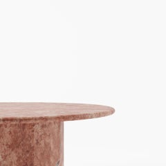 Ashby Round Coffee Table Handcrafted in Red/Pink Travertine Custom 50 Diamx17 H