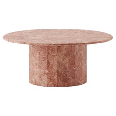 Ashby Round Coffee Table Handcrafted in Red/Pink Travertine Custom 50 Diamx17 H