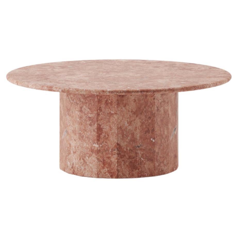 Ashby Round Coffee Table Handcrafted in Red / Pink Travertine 35"/90cmDiam