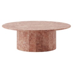 Ashby Round Coffee Table Handcrafted in Red/Pink Travertine Large