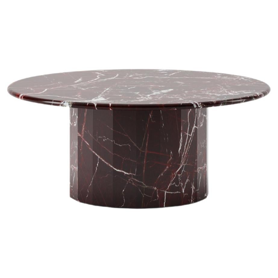 Ashby Round Coffee Table Handcrafted in Rosso Levanto Marble 35"/90cmDiam