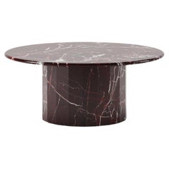 Ashby Round Coffee Table Handcrafted in Rosso Levanto Marble 35"/90cmDiam