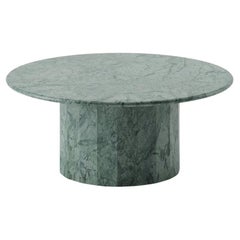 Vintage Ashby Round Coffee Table Handcrafted in Verde Guatemala Marble