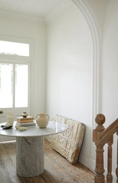 Ashby Round Dining/Hall Table Handcrafted in Honed Bianco Carrara Marble Custom