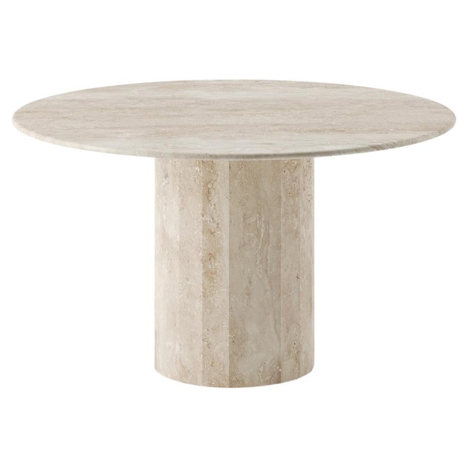 Ashby Round Dining/Hall Table Handcrafted in Honed Travertine