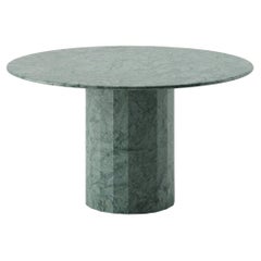 Ashby Round Dining/Hall Table Handcrafted in Honed Verde Guatemala Marble