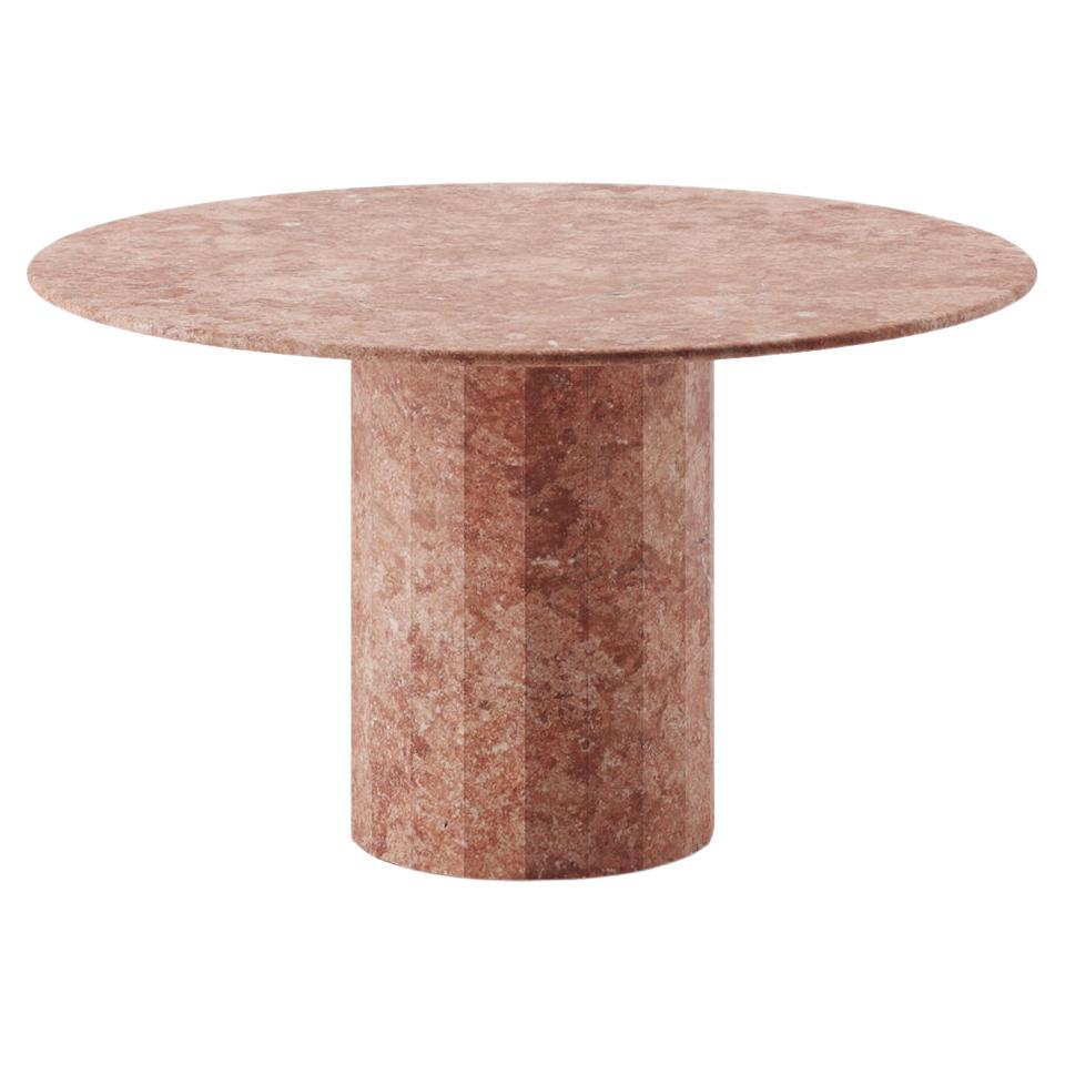 Ashby Round Dining/Hall Table Handcrafted in in Pink Travertine 