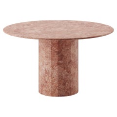 Ashby Round Dining/Hall Table Handcrafted in in Pink Travertine 