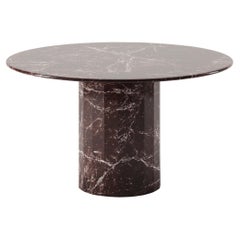 Ashby Round Dining/Hall Table Handcrafted in Polished Rosso Levanto Marble