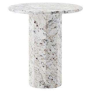 Ashby Round Side Table Handcrafted in River Bed Granite For Sale