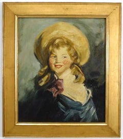 Ashcan Style Portrait of Young Girl, Hand-Painted Brass, 20th Century