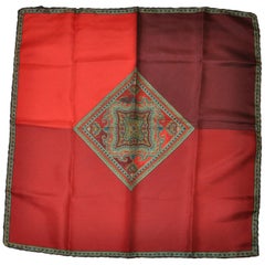 Vintage Ashear Elegant Warm Hues of Red with "Imperial" Center Silk Handkerchief