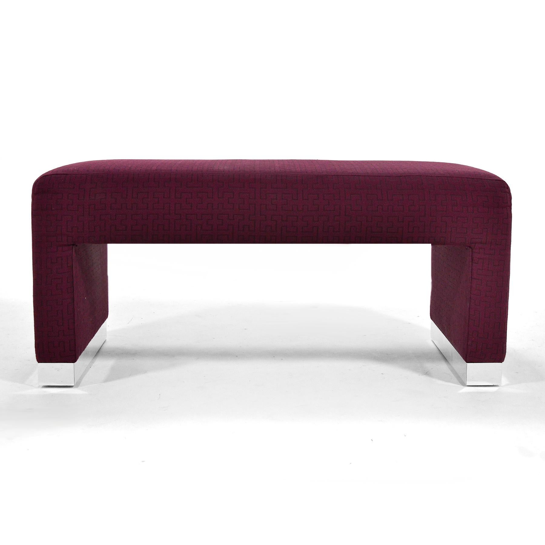 Mid-Century Modern Asher & Cole Upholstered Bench with Chrome Feet
