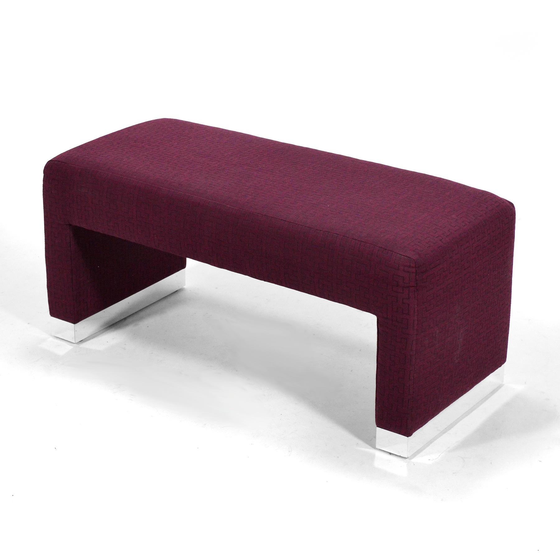 American Asher & Cole Upholstered Bench with Chrome Feet