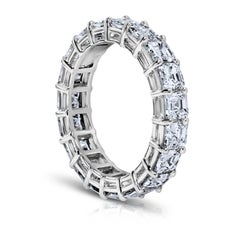 Asher Cut Platinum GIA Certified 4 Carat Diamond Ring Eternity Band