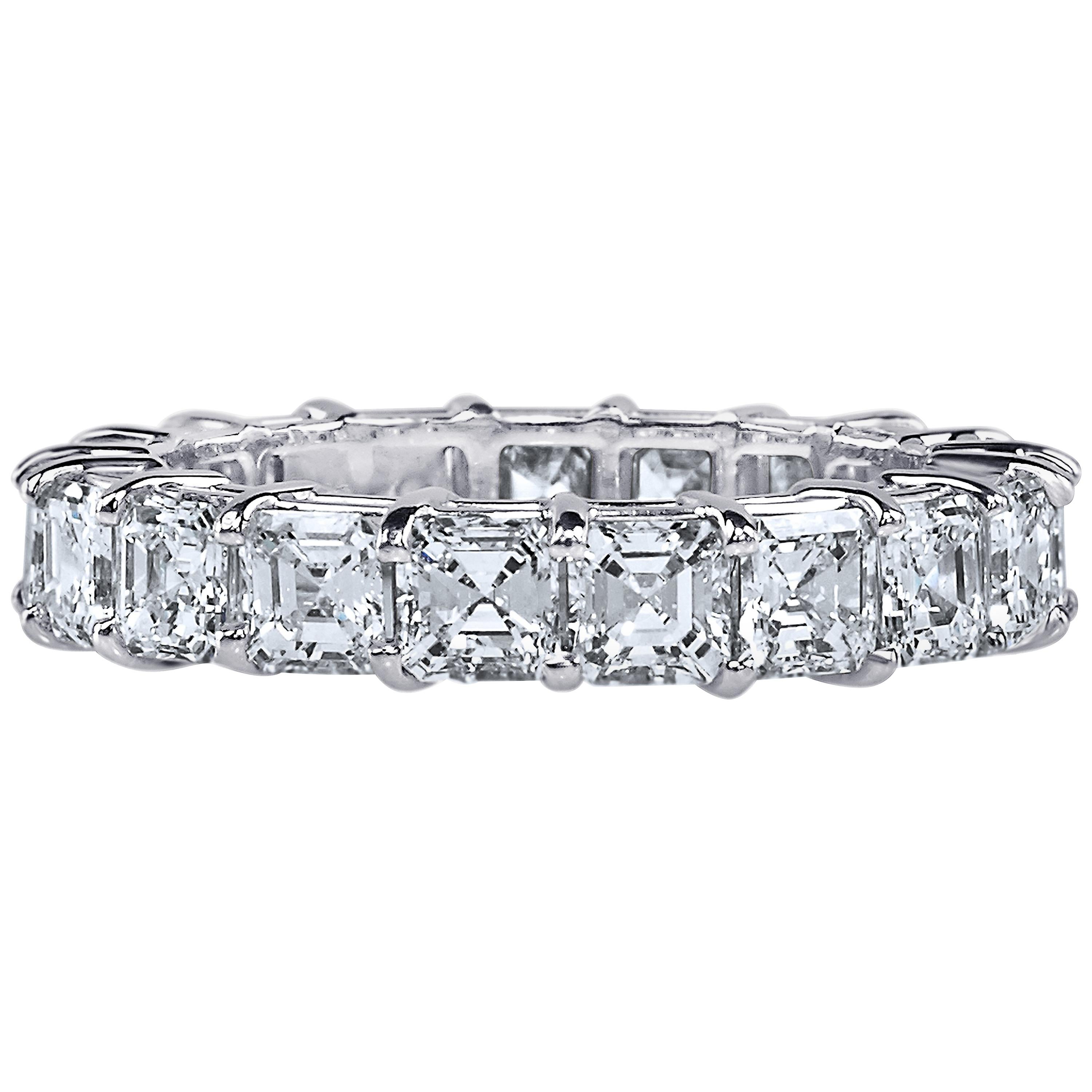 Asher Cut Platinum GIA Certified 5 Carat Diamond Ring Eternity Band