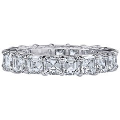 Asher Cut Platinum GIA Certified 5 Carat Diamond Ring Eternity Band 
