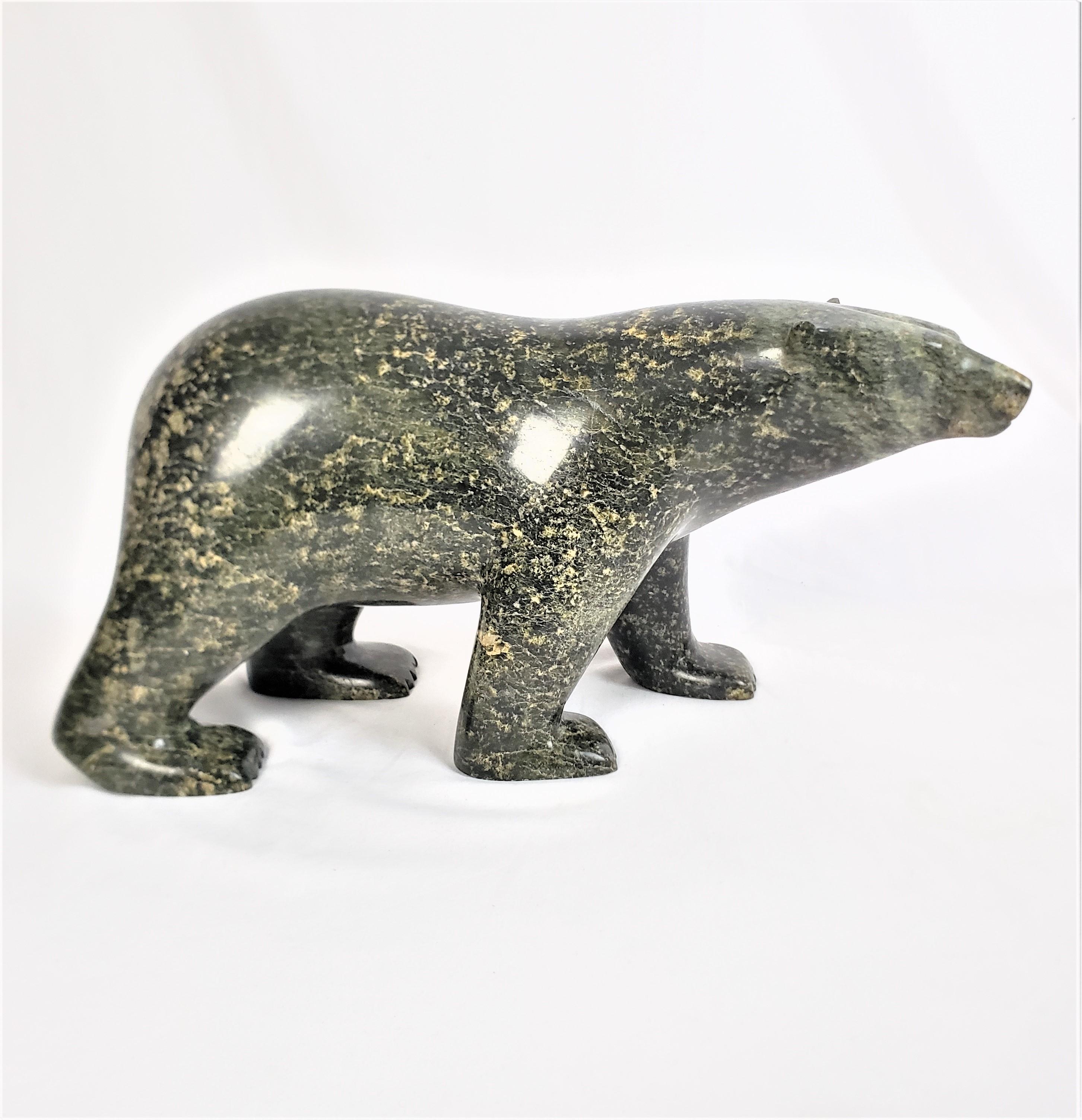 Ashevak Adla Signed Inuit Canadian Hand-Carved Stone Walking Bear Sculpture 4