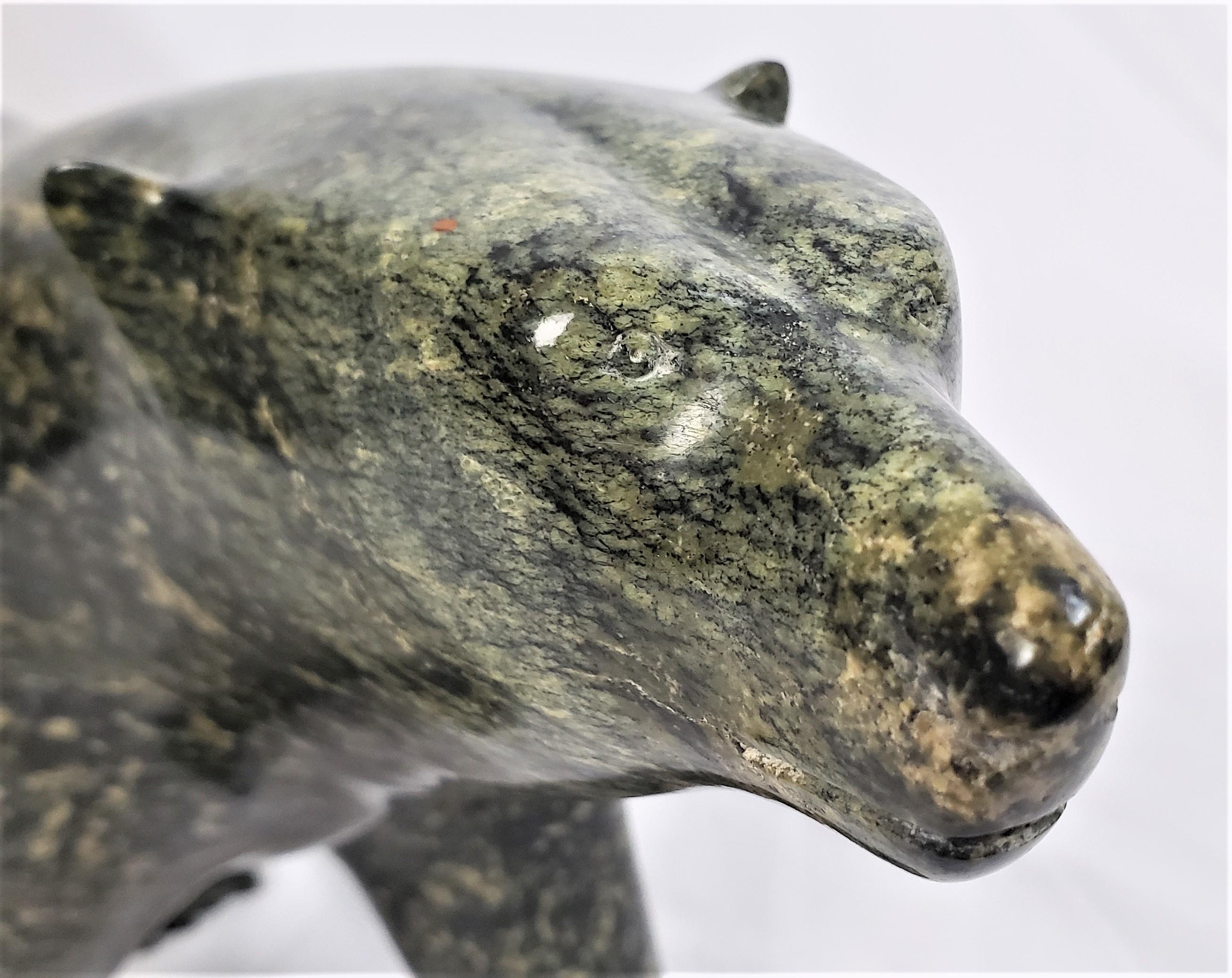 Ashevak Adla Signed Inuit Canadian Hand-Carved Stone Walking Bear Sculpture 7