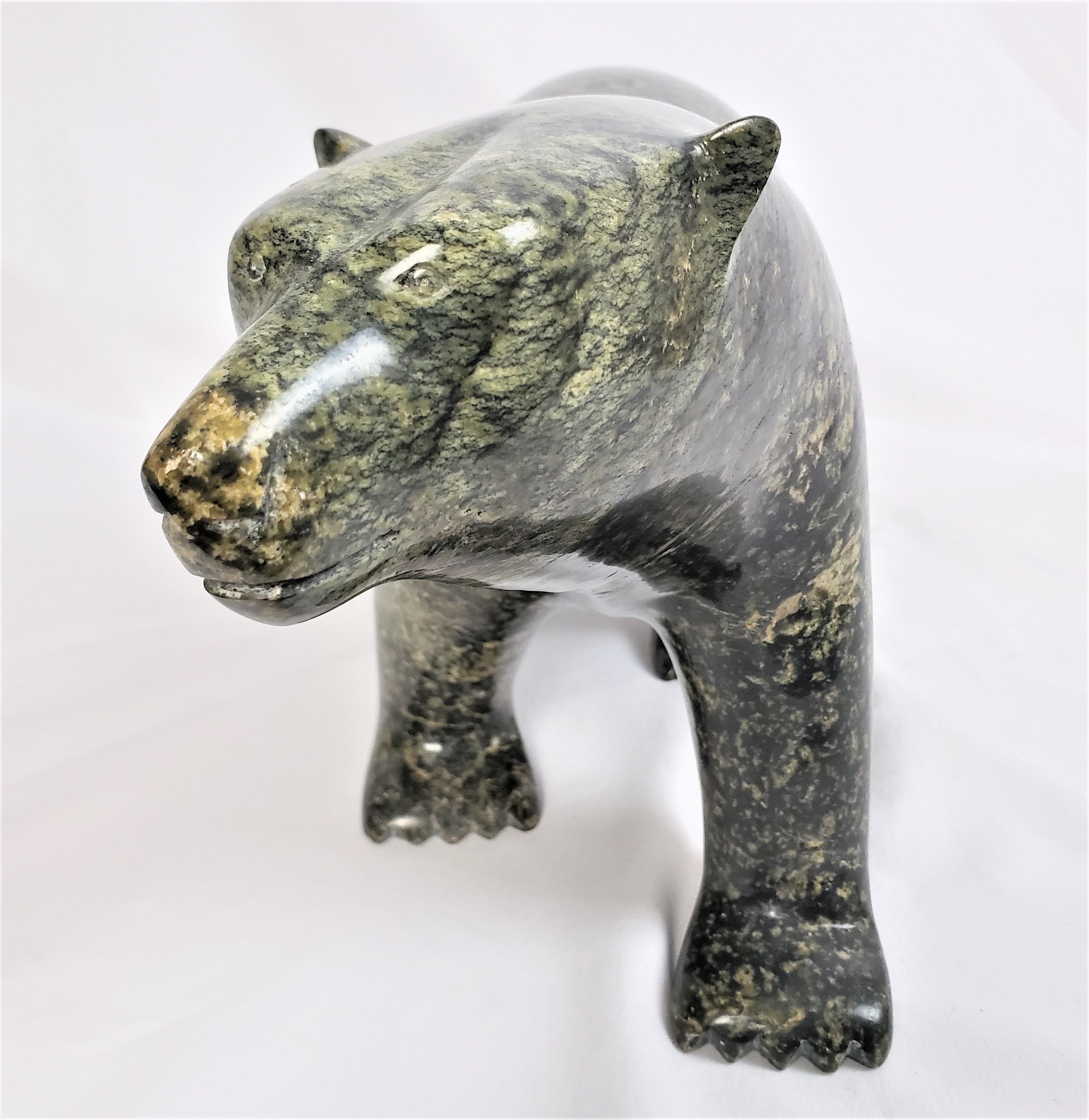 Ashevak Adla Signed Inuit Canadian Hand-Carved Stone Walking Bear Sculpture 8