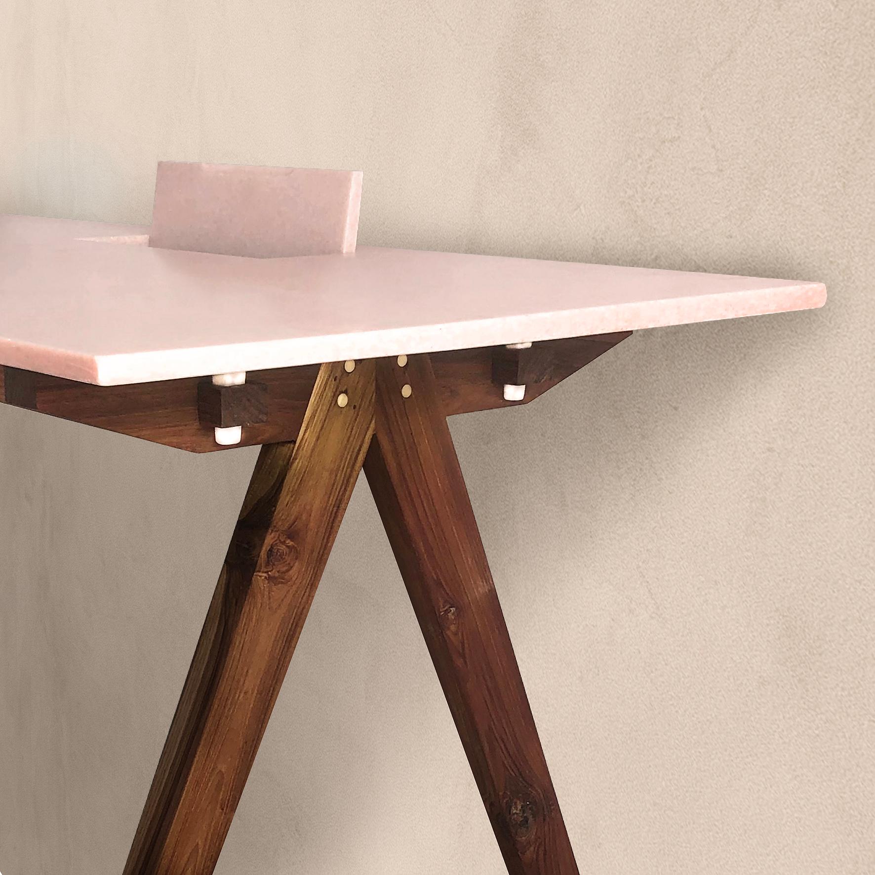 Modern Ashiana, a Marble and Wood Desk, Design by Matang and Natasha Sumant For Sale