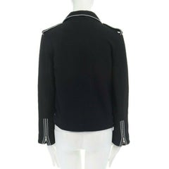 ASHISH chaqueta motera oversize con cremallera y ribete reflectante plateado de lana negra XS