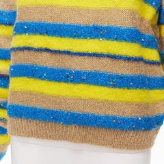 ASHISH braun gelb blau gestreift gemischte Pailletten Lurex Strickpullover Top XS