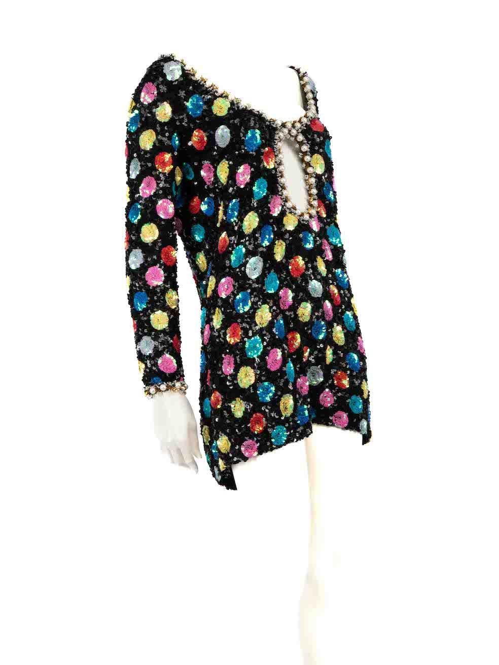 CONDITION is Very good. Minimal wear to dress is evident. Minimal missing sequin to the rear of this used Ashish designer resale item.
 
 
 
 Details
 
 
 Multicolour- black tone with polkadots
 
 Viscose
 
 Sequinned dress
 
 Polkadot pattern
 
