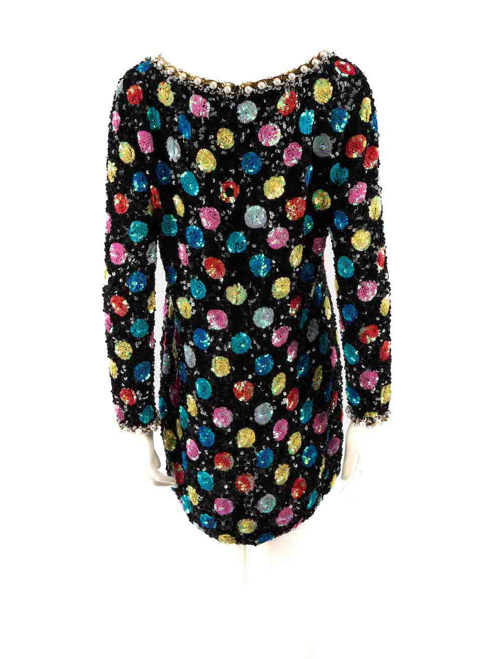 Ashish Polka Dot Sequin Faux Pearl Trim Mini Dress Size L In Good Condition For Sale In London, GB
