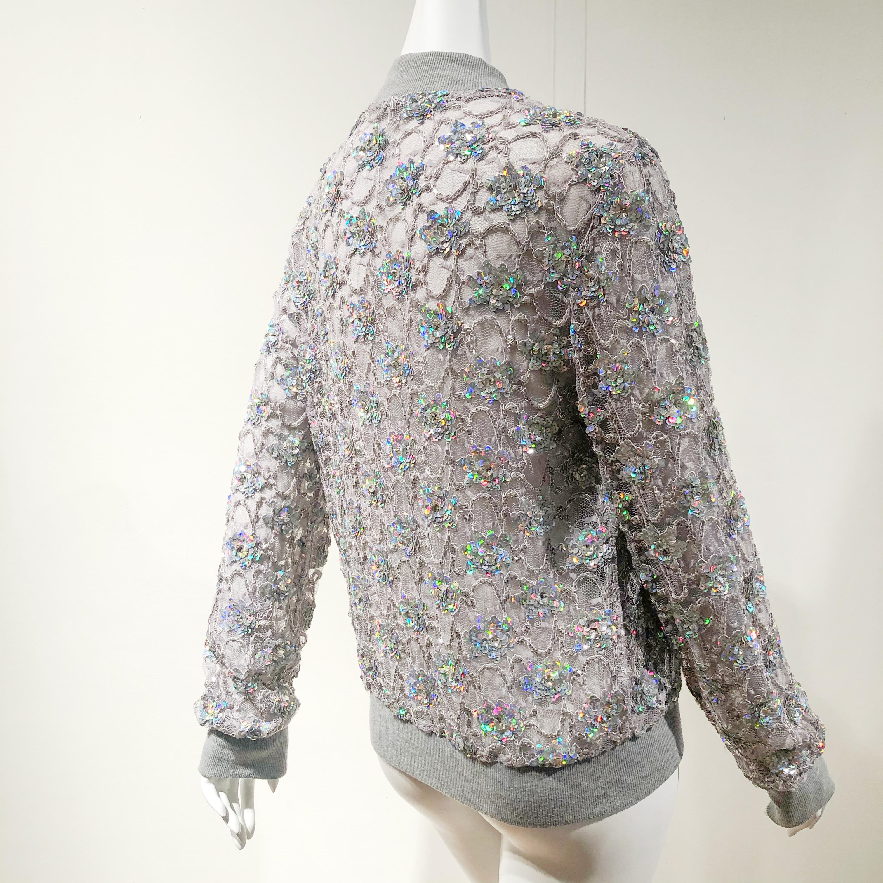 silver sequin bomber jacket