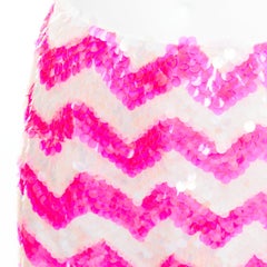 ASHISH mini falda de lentejuelas de color rosa chevron neón blanco XS
