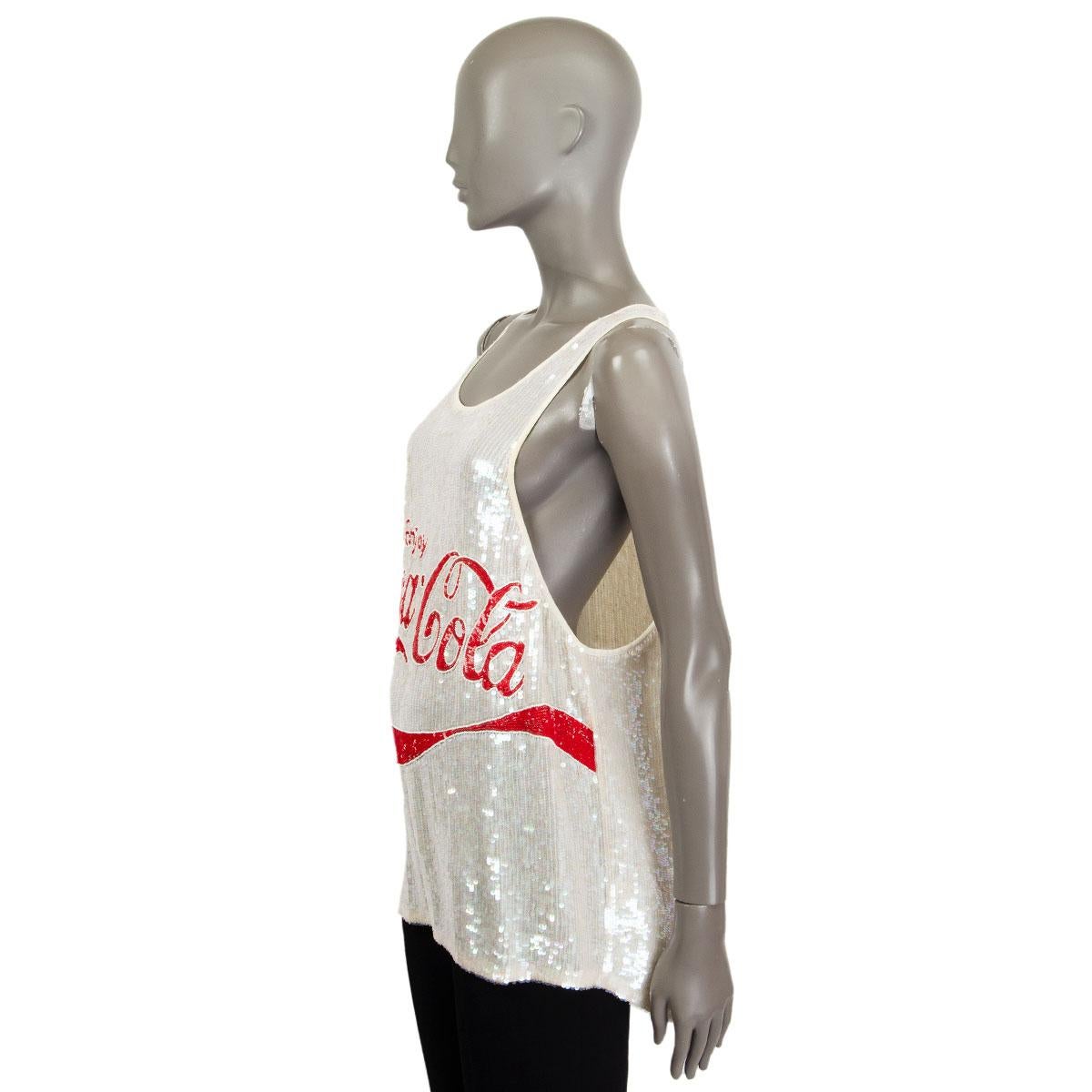 ASHISH weiß & rot COCA COLA SEQUIN Tank Top Shirt XS (Grau)