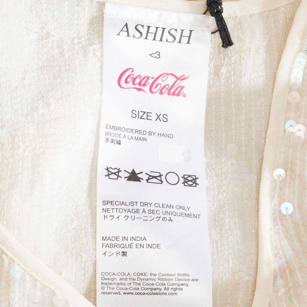 ASHISH weiß & rot COCA COLA SEQUIN Tank Top Shirt XS 1