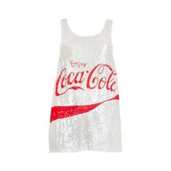 ASHISH white & red COCA COLA SEQUIN Tank Top Shirt XS