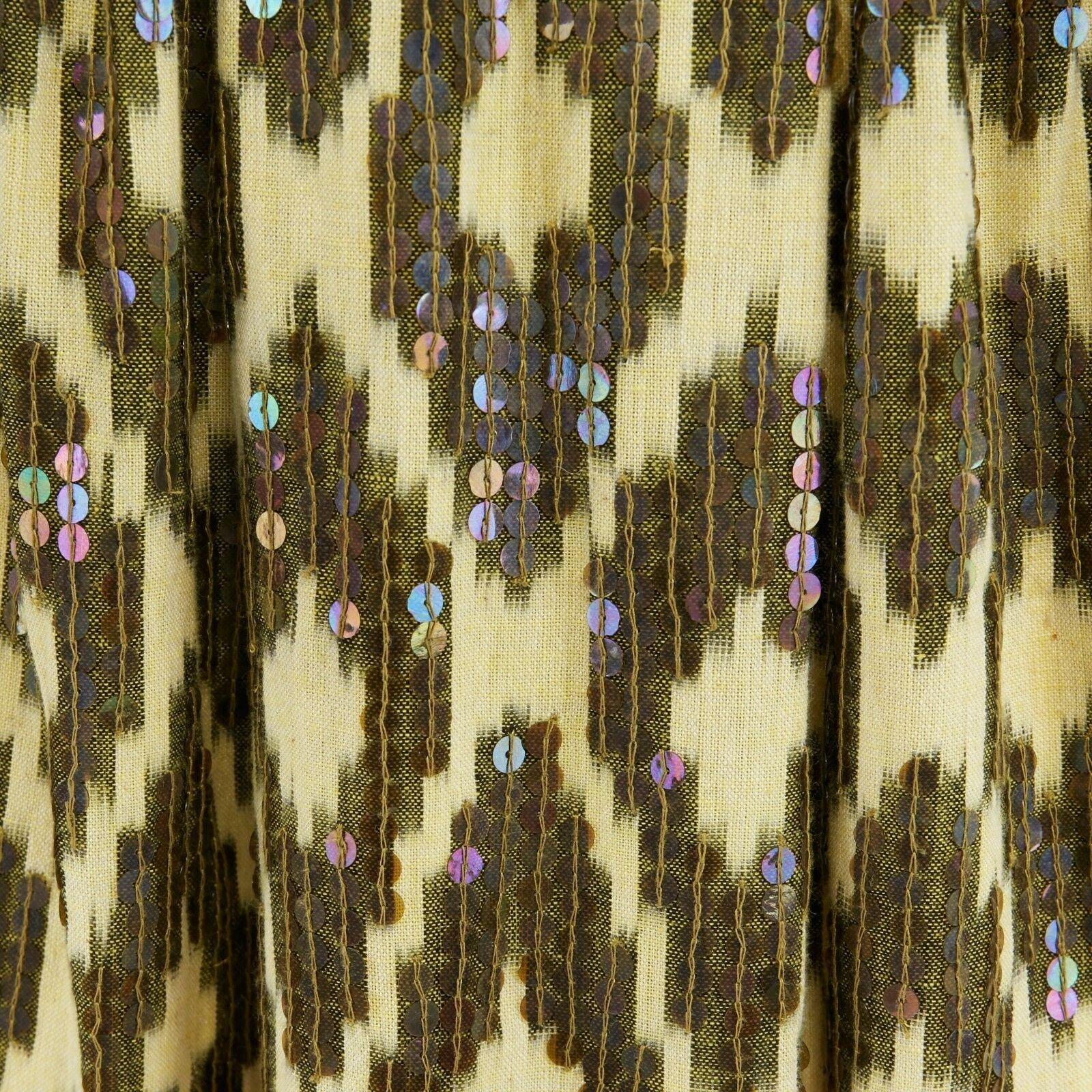 ASHISH yellow abstract leopard sport iridescent sequin embellished skirt S In Excellent Condition In Hong Kong, NT