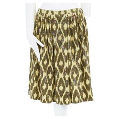 ASHISH yellow abstract leopard sport iridescent sequin embellished skirt S