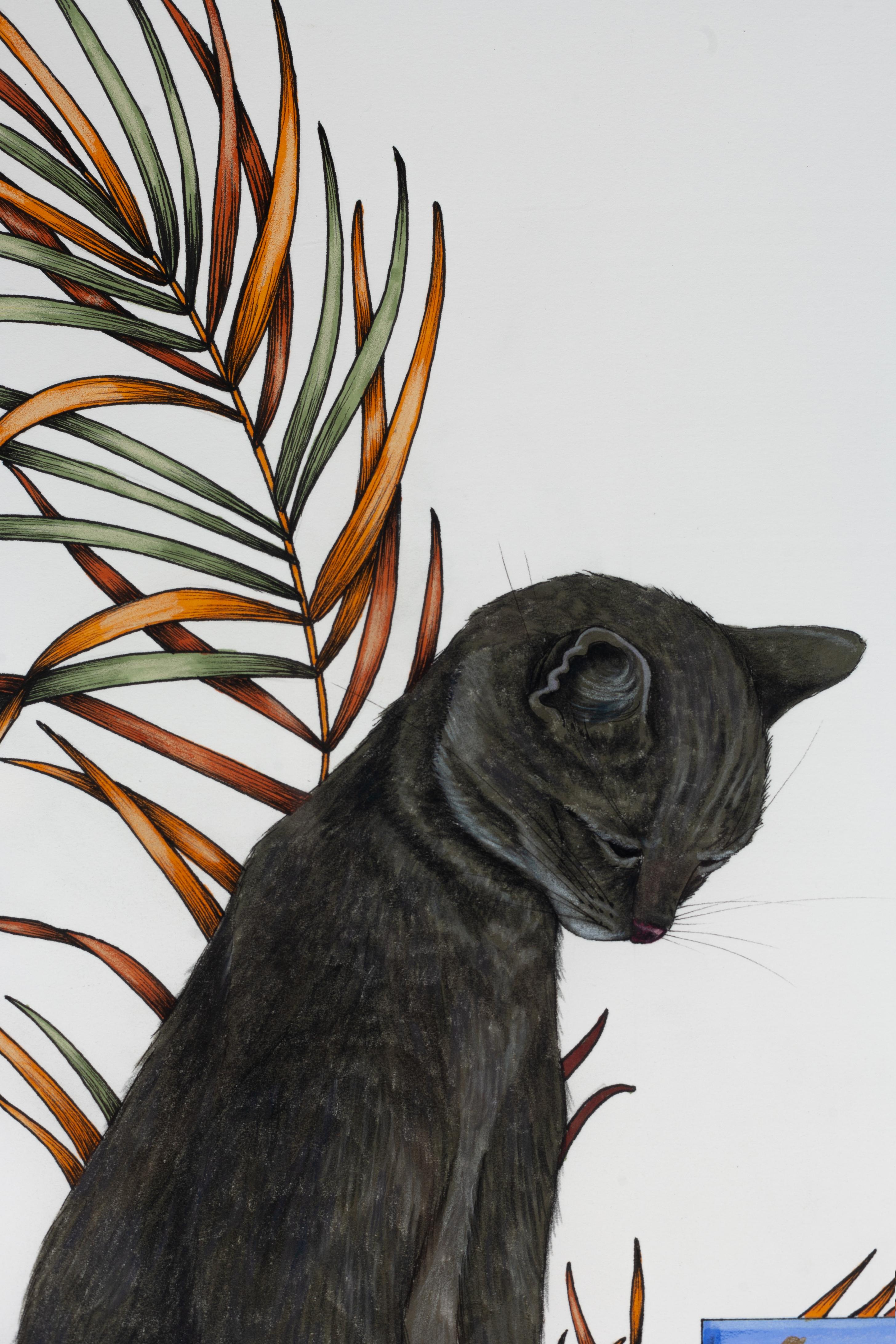 Champagner-Katze (Amerikanischer Realismus), Painting, von Ashlee Selburg