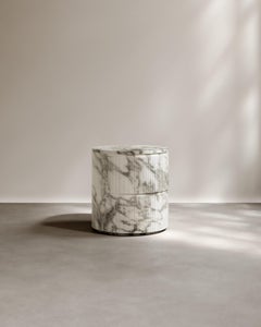 Ashley Bedside Table in Arabescato Marble & Oak by Paloma Editions