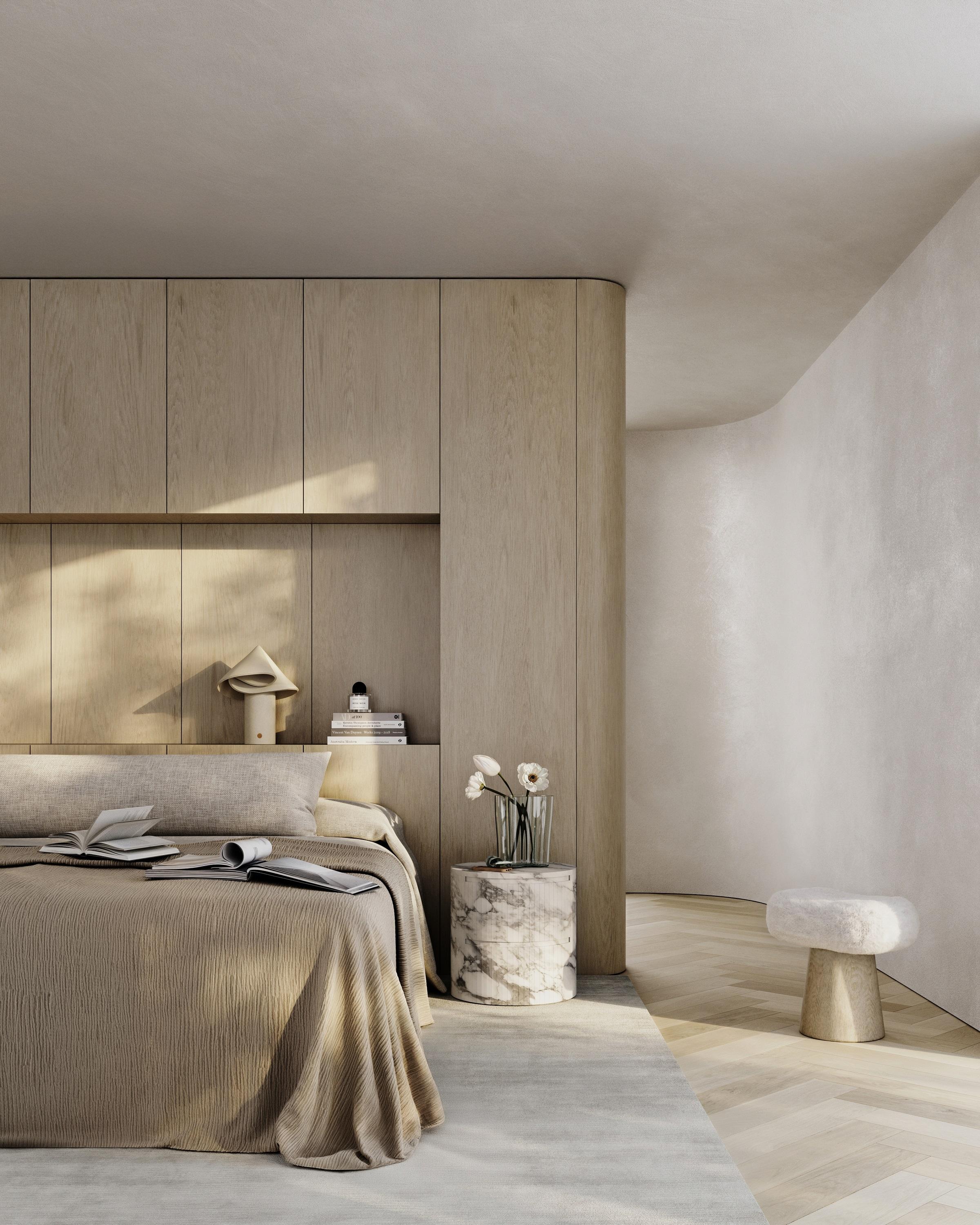 Ashley Nachttisch aus Arabescato-Marmor und Eiche von Paloma Editions im Angebot 1